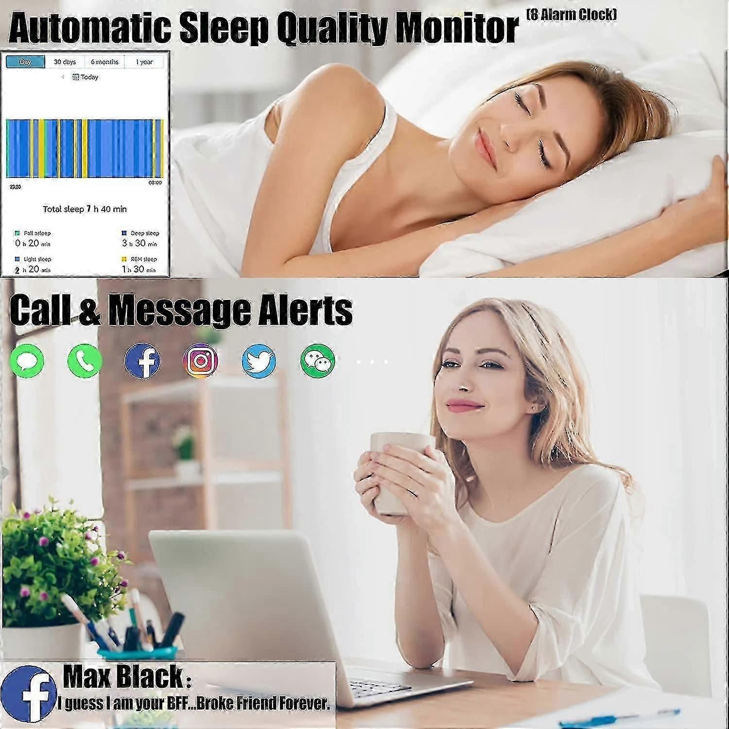 IP68 Fitness Tracker Smartwatch – Heart Rate, Sleep & Blood Pressure Monitor