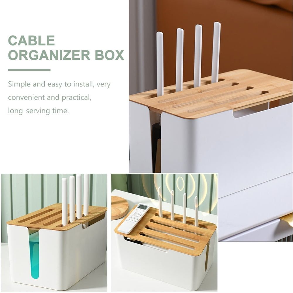 White Cable Management Box – Router, Power Board & Wire Organiser