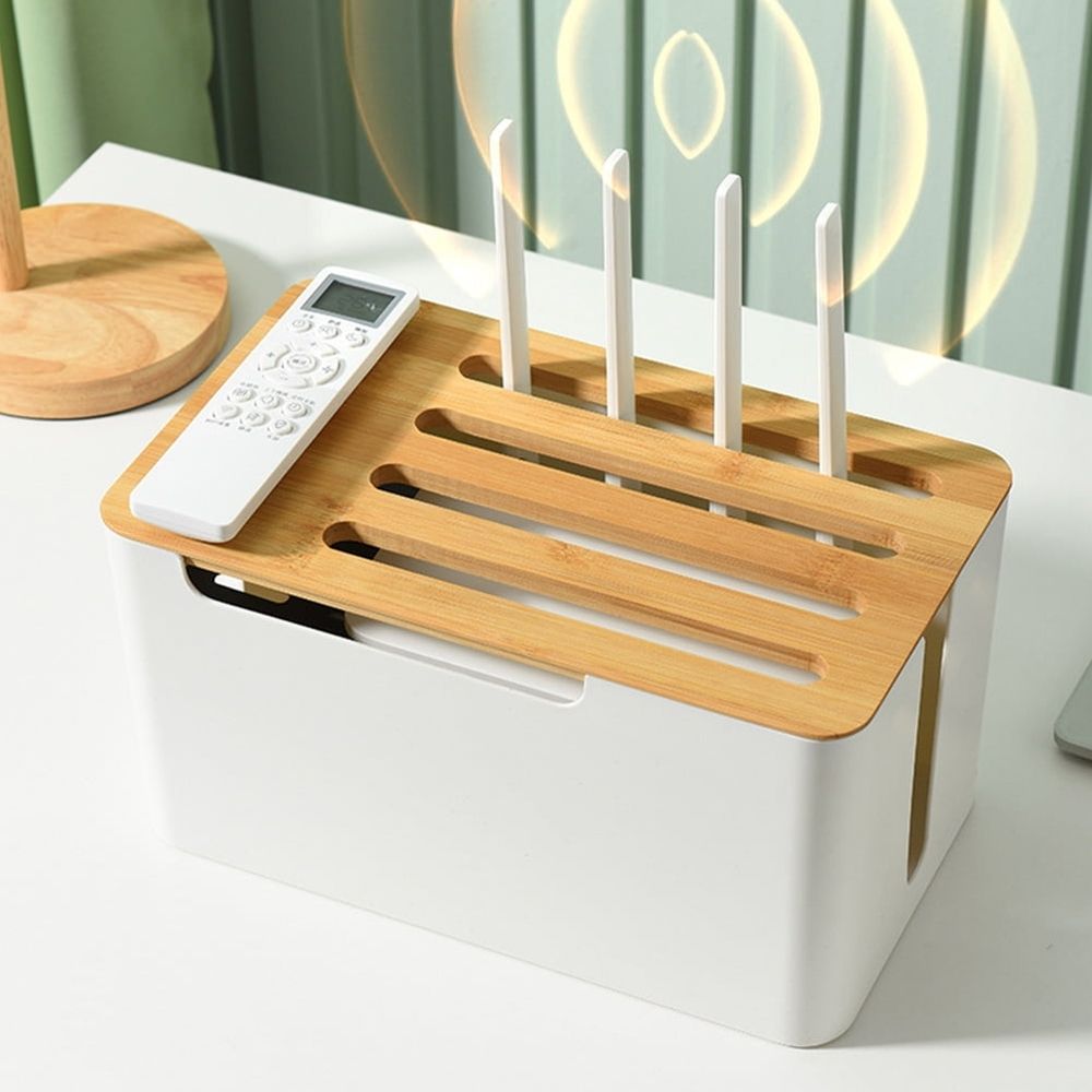 White Cable Management Box – Router, Power Board & Wire Organiser