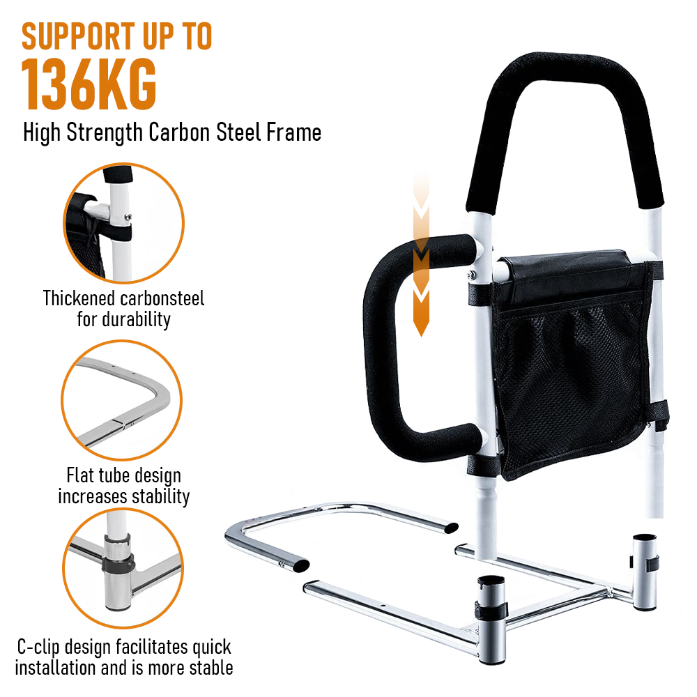 Bed Rail Safety Assist Rail with Storage Pocket – 136kg Capacity