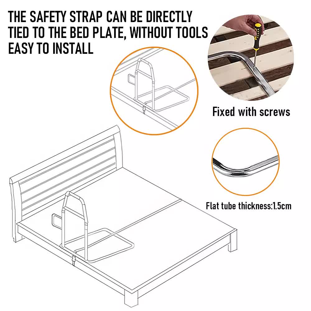 Bed Rail Safety Assist Rail with Storage Pocket – 136kg Capacity