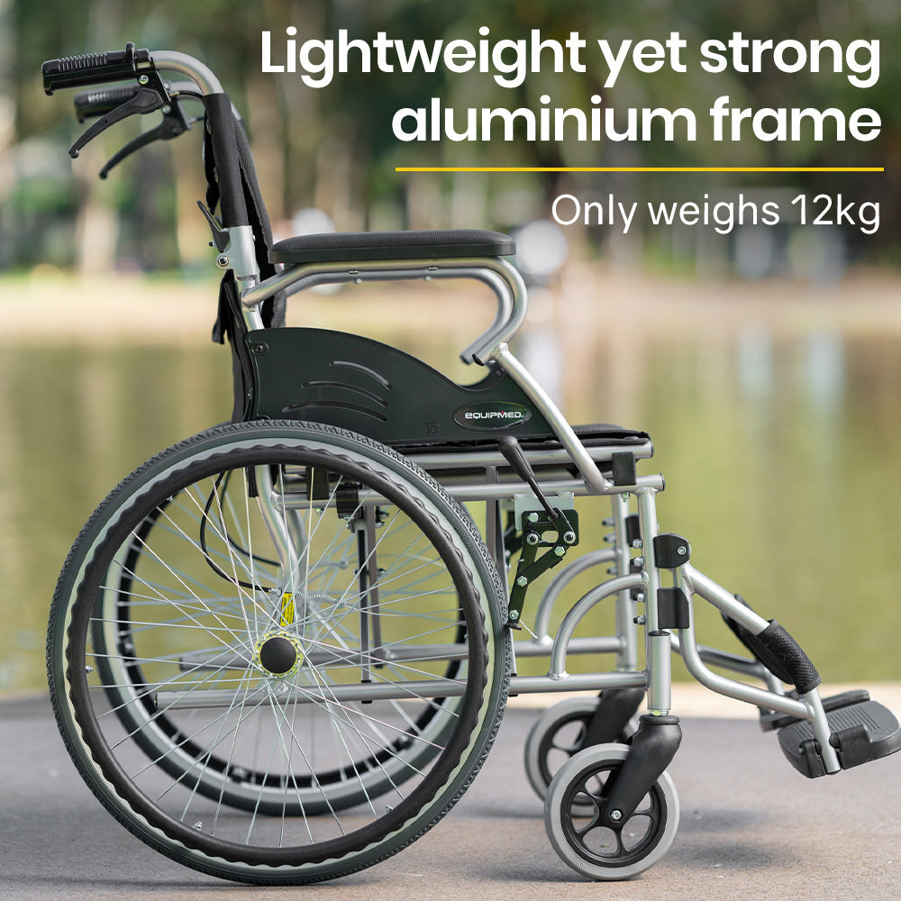 EQUIPMED 20" Lightweight Folding Wheelchair – Black