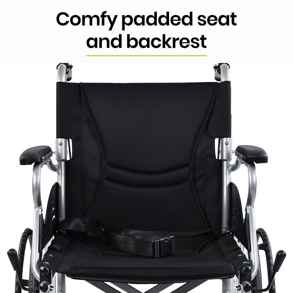 EQUIPMED 20" Lightweight Folding Wheelchair – Black
