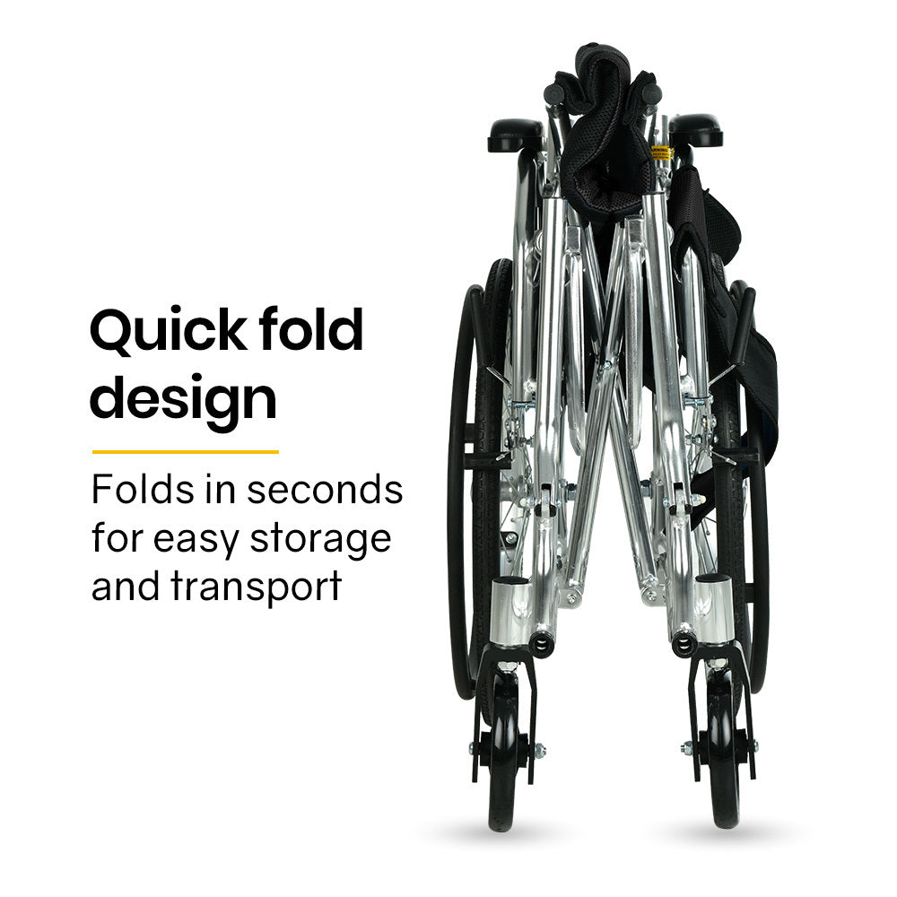 EQUIPMED 20" Lightweight Folding Wheelchair – Black