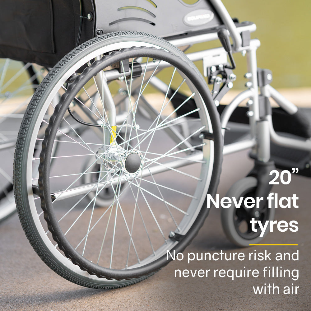 EQUIPMED 20" Lightweight Folding Wheelchair – Black