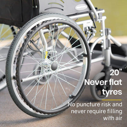 EQUIPMED 20" Lightweight Folding Wheelchair – Black
