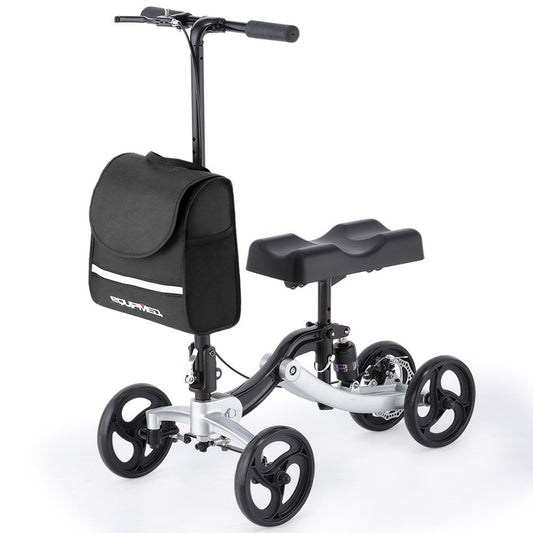 EQUIPMED Knee Scooter Walker – Crutch Alternative with Brake & Bag