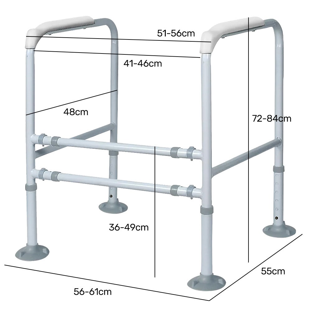 Equipmed Over Toilet Support Frame – Adjustable, 125kg Capacity