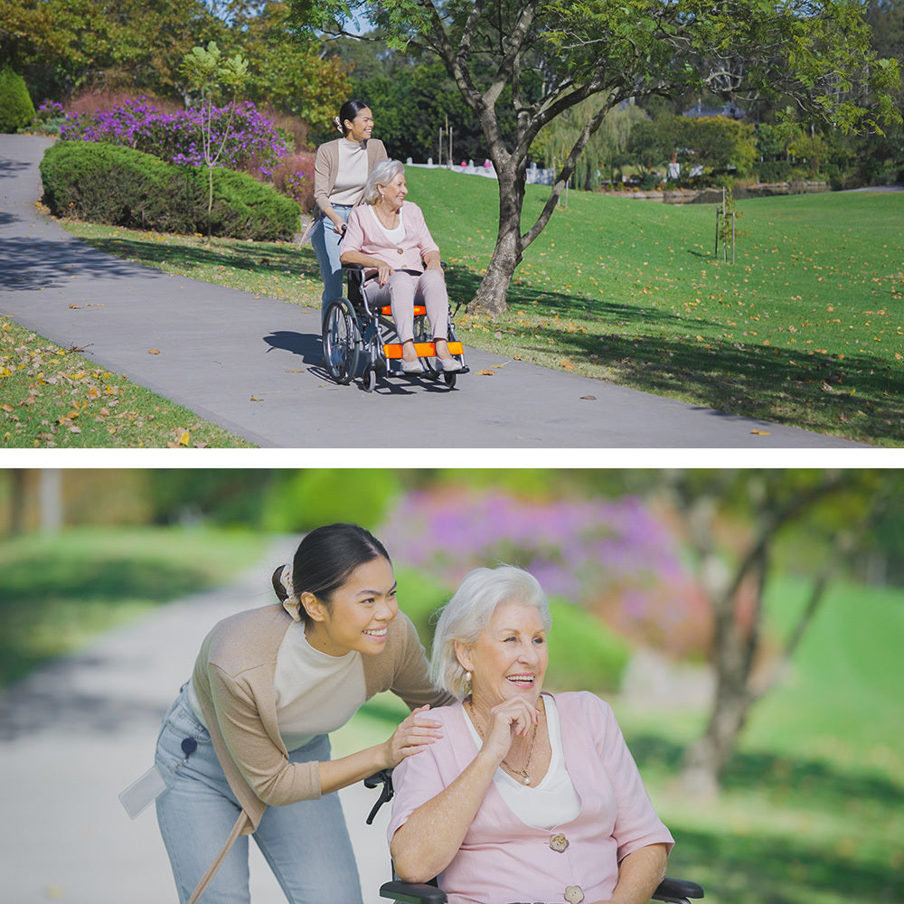 EQUIPMED 20" Folding Wheelchair – Aluminum, Orange