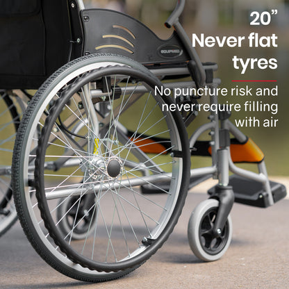 EQUIPMED 20" Folding Wheelchair – Aluminum, Orange
