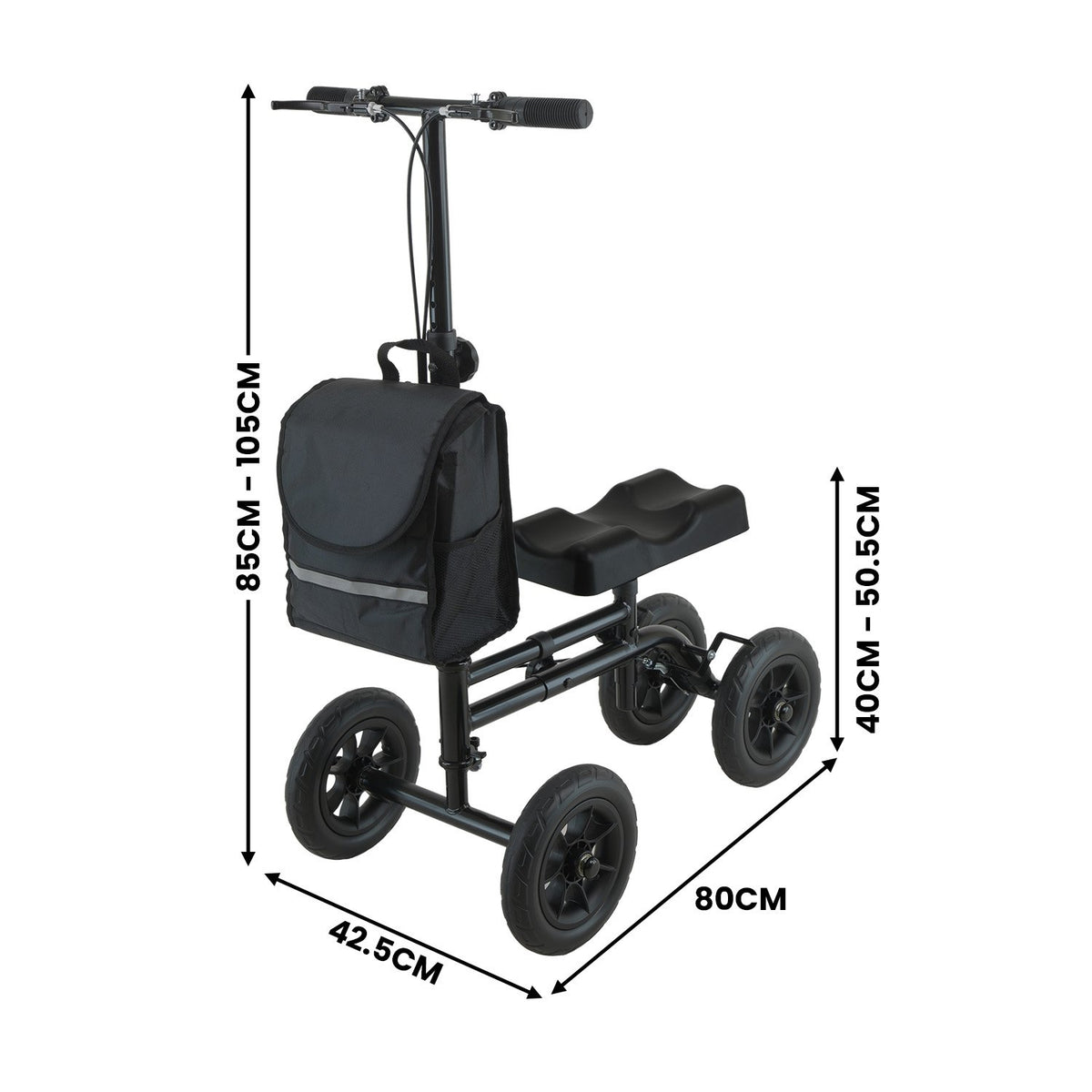Orthonica Foldable Knee Scooter Walker – 10 inch Wheels, 136kg