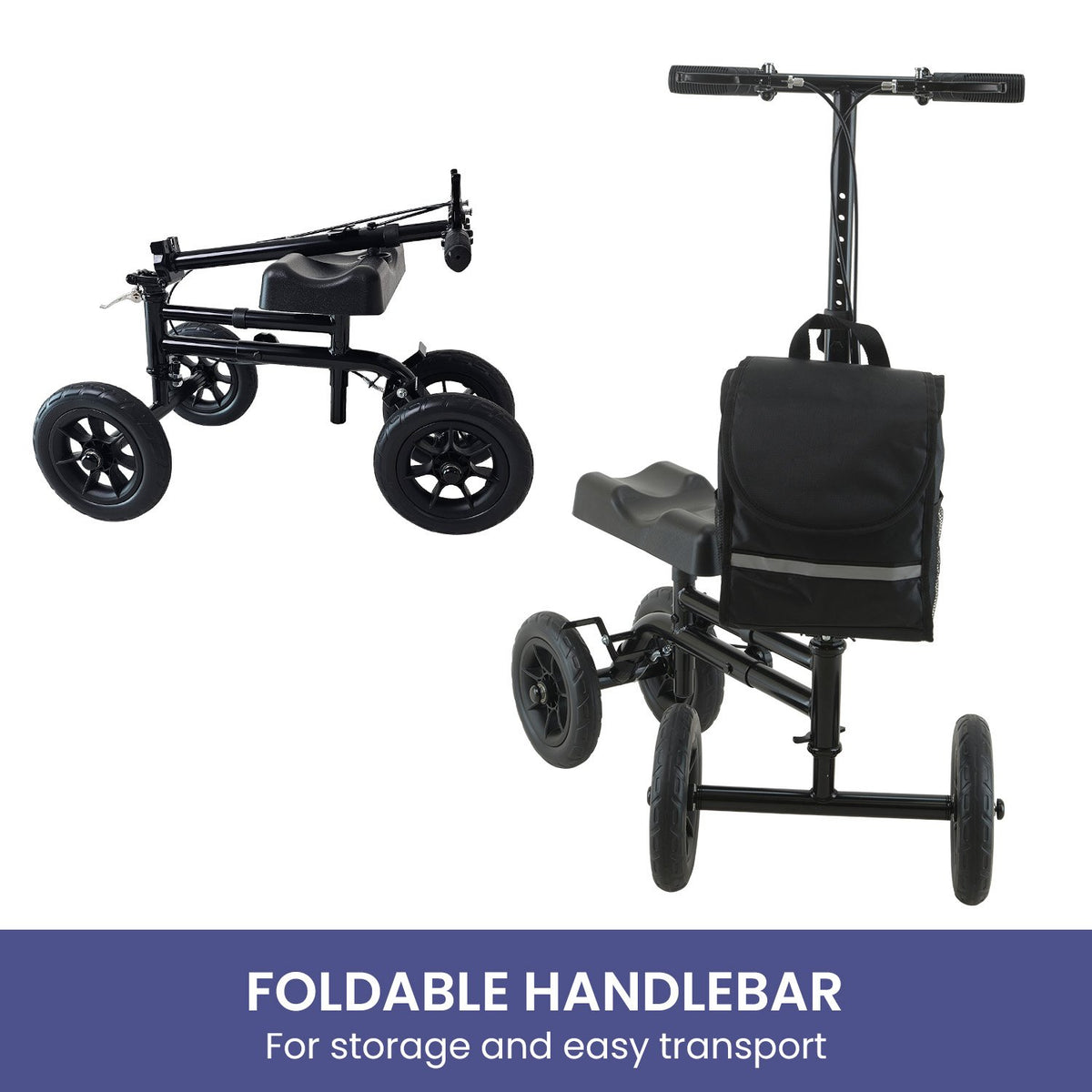 Orthonica Foldable Knee Scooter Walker – 10 inch Wheels, 136kg