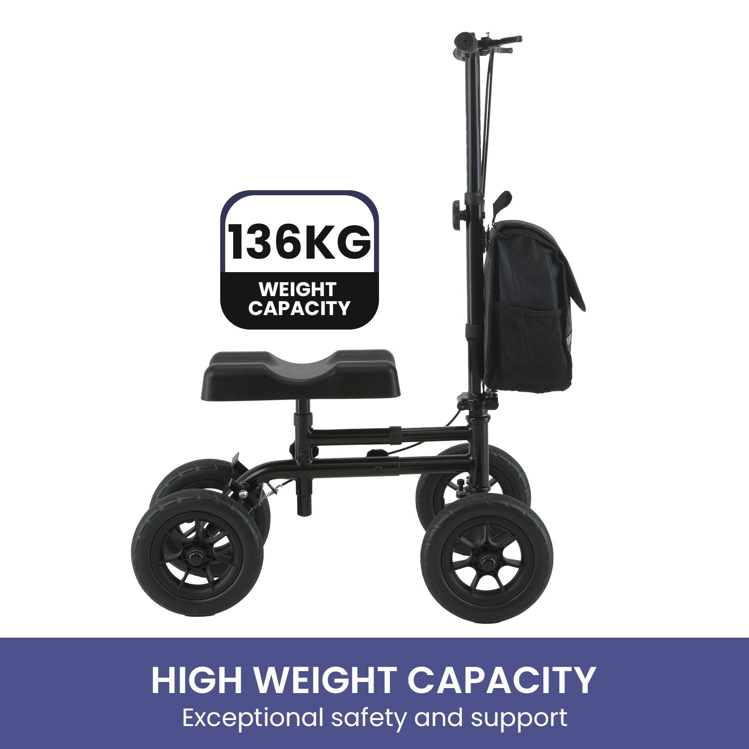 Orthonica Foldable Knee Scooter Walker – 10 inch Wheels, 136kg