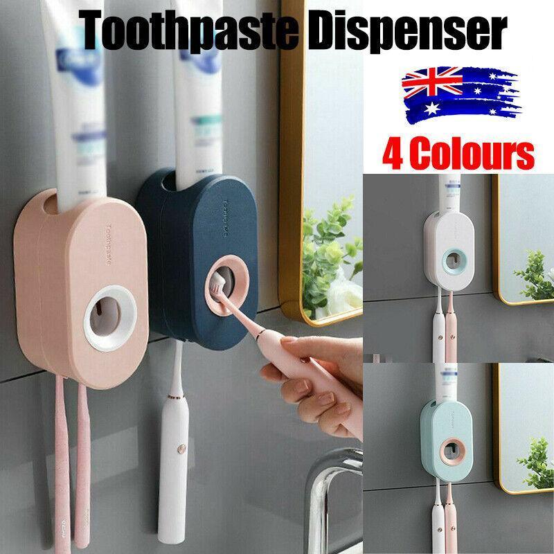 Automatic Toothpaste Dispenser – Wall-Mounted Bathroom Rack – White