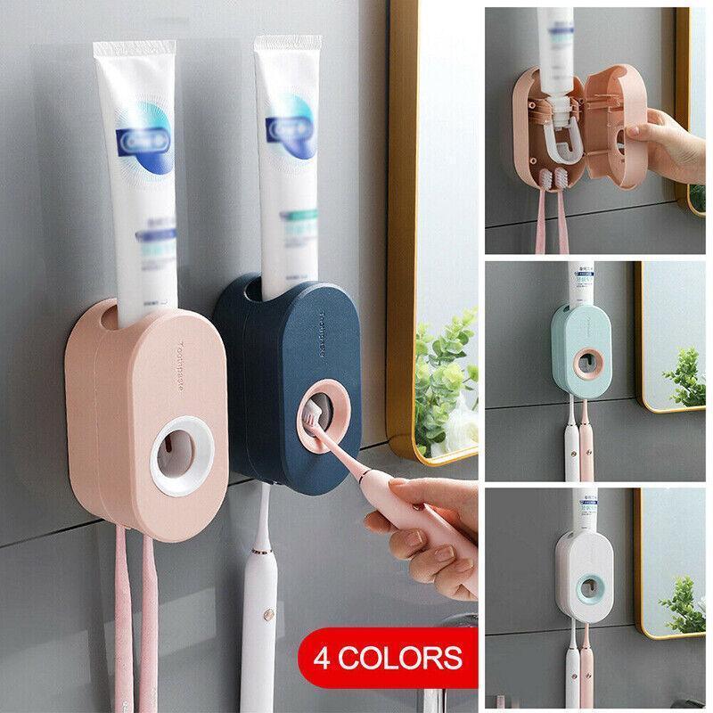 Automatic Toothpaste Dispenser – Wall-Mounted Bathroom Rack – White