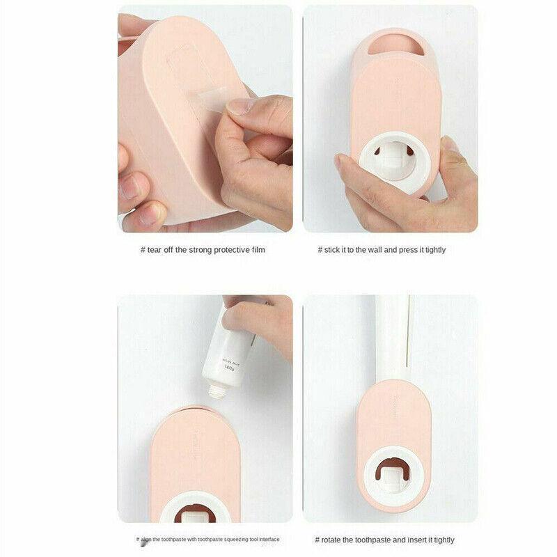Automatic Toothpaste Dispenser – Wall-Mounted Bathroom Rack – White