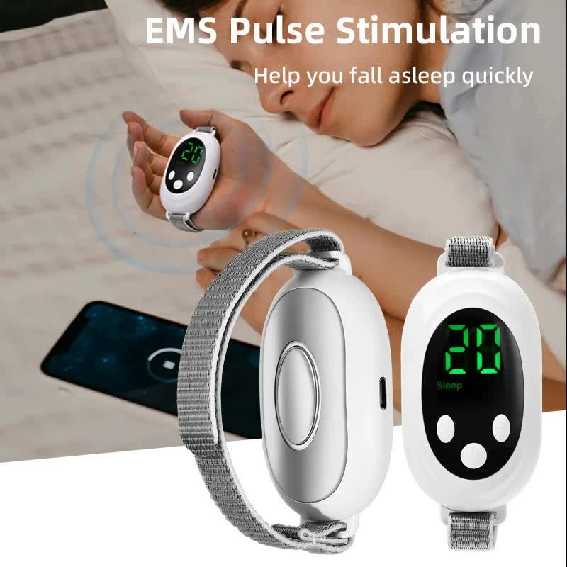 EMS Sleep Aid Bracelet – Pulse Stimulation, USB Rechargeable (White)