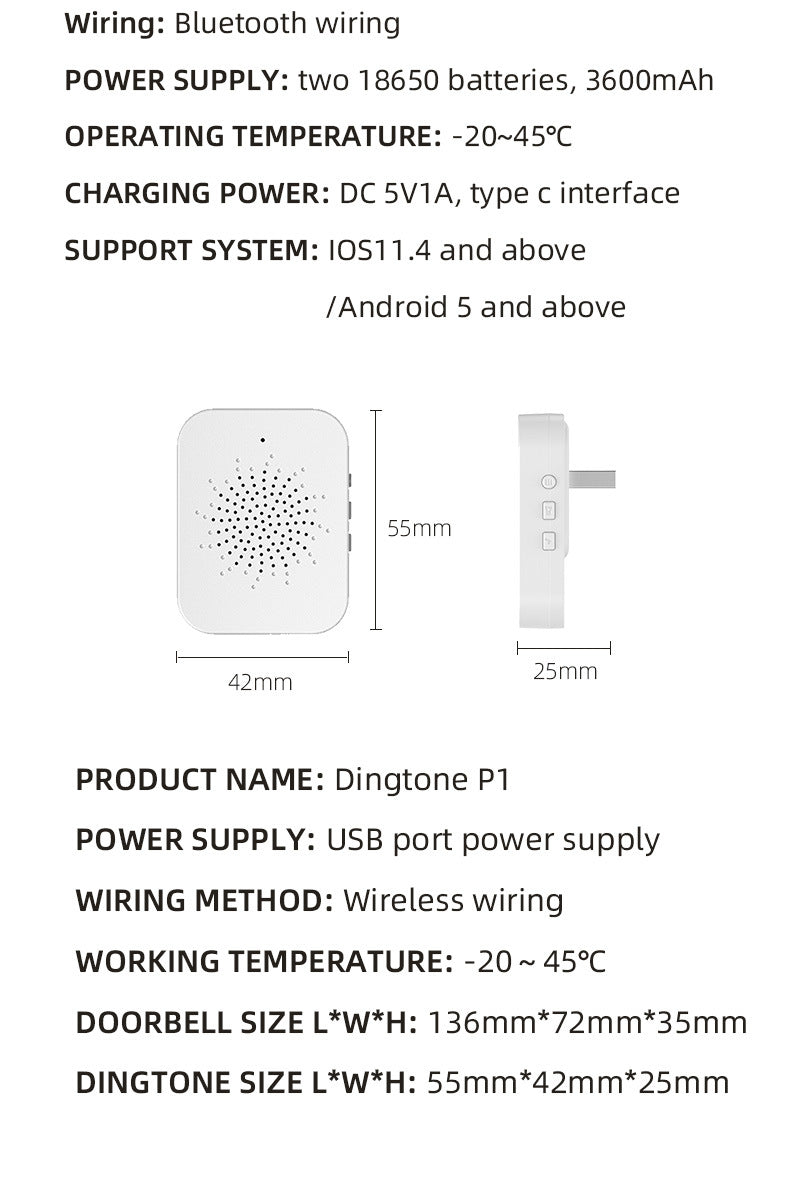 HD Wireless Video Doorbell with Solar Charging