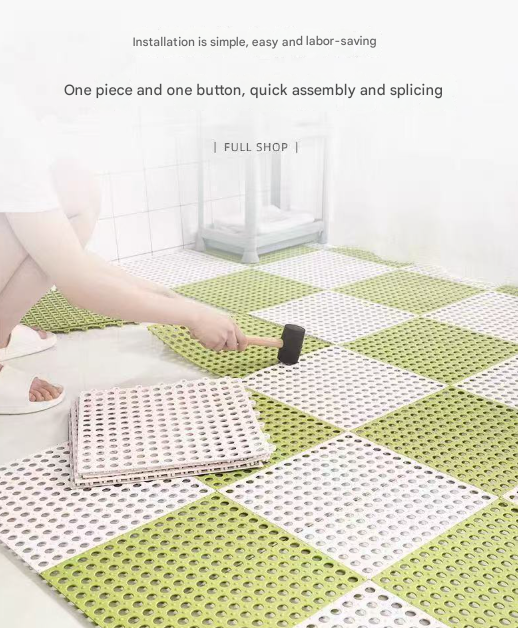 DIY Interlocking Non-Slip Floor Tiles – 18-Pack PVC Drainage Mat
