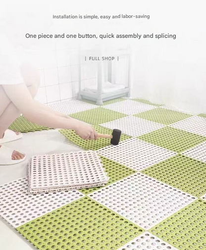 DIY Interlocking Non-Slip Floor Tiles – 18-Pack PVC Drainage Mat