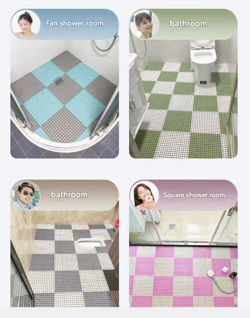 DIY Interlocking Non-Slip Floor Tiles – 18-Pack PVC Drainage Mat