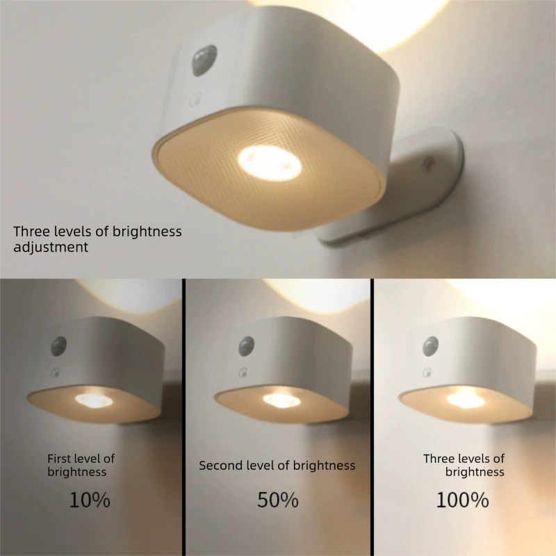 Dual Light Source Motion Sensor Wall Light – 3 Brightness Levels, White