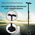 Folding LED Walking Cane – 4-Prong Base, Adjustable 88–98cm