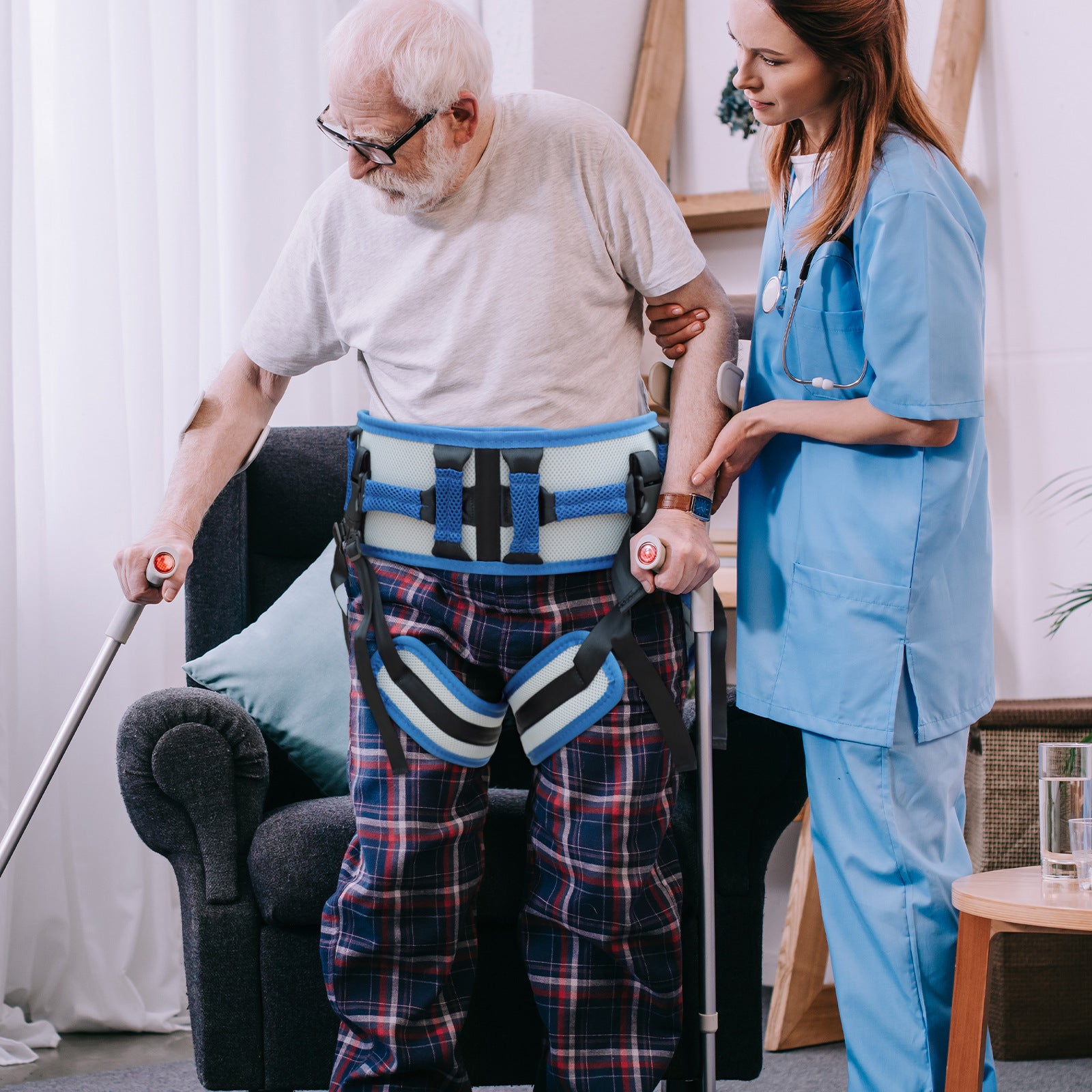 Rehabilitation Gait & Transfer Belt – Size S, Blue