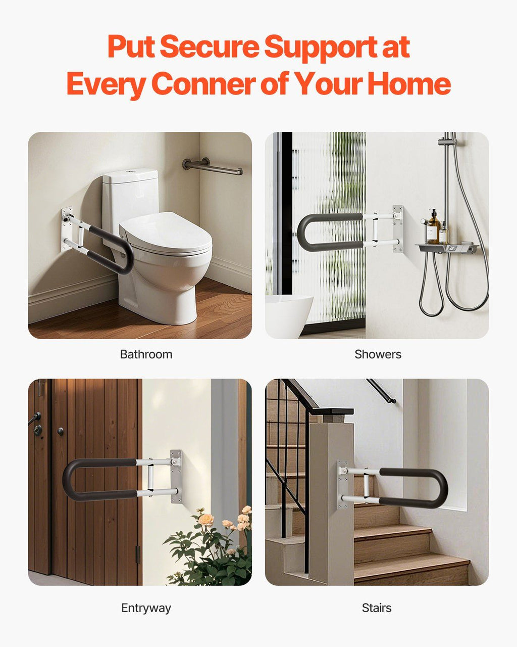 Foldable Toilet Safety Rail & Wall Grab Bar – 136kg Capacity