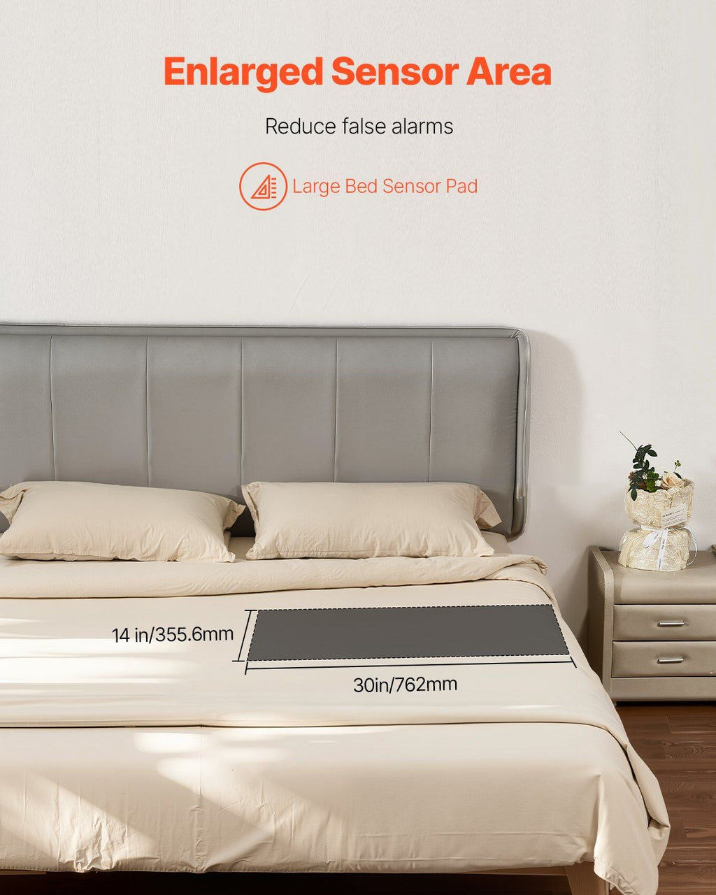 Wireless Bed Alarm System with Sensor Pad & Pager – 14 x 30 inch
