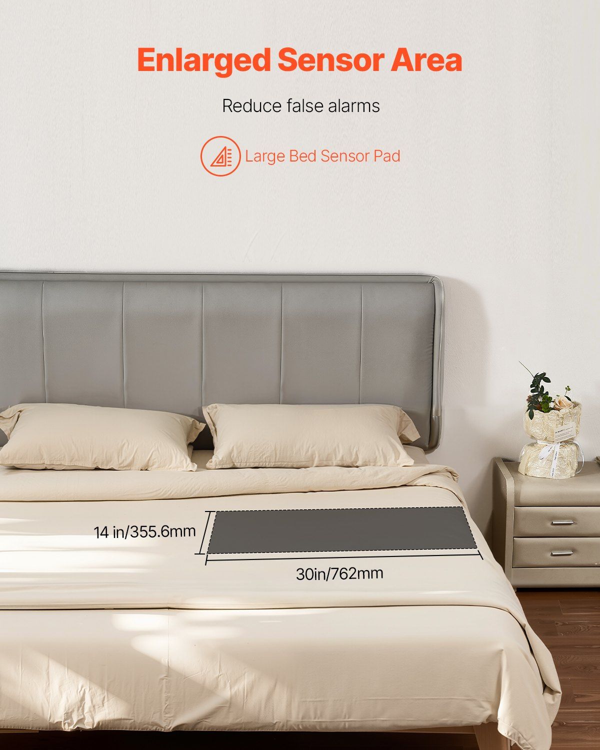 Wireless Bed Alarm System with Sensor Pad & Pager – 14 x 30 inch