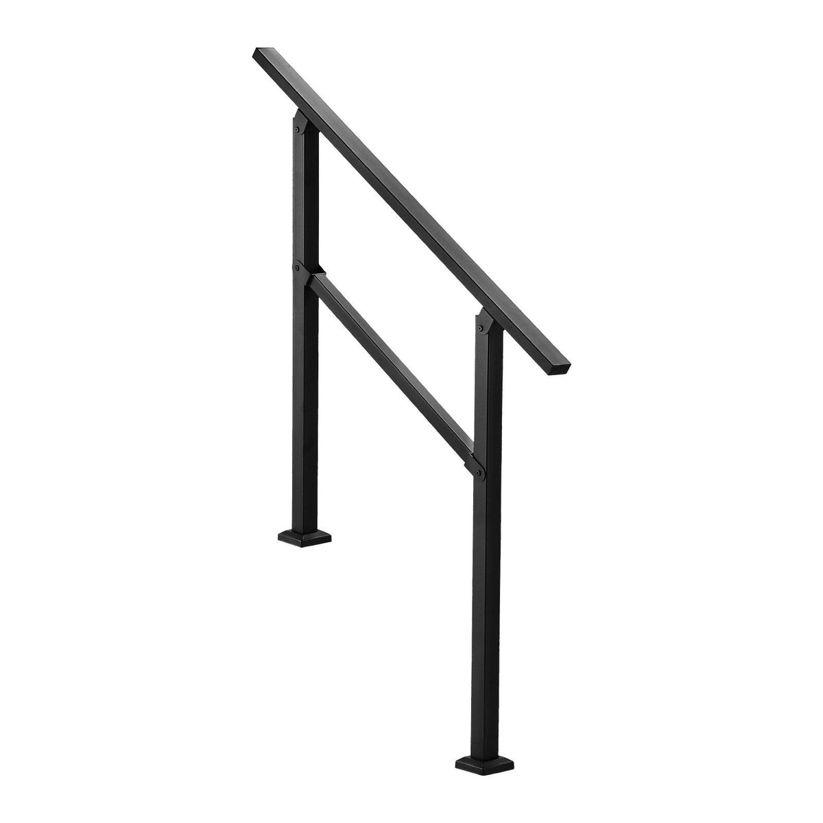 Outdoor Stair Handrail 2-3 Step with Horizontal Bar – Black