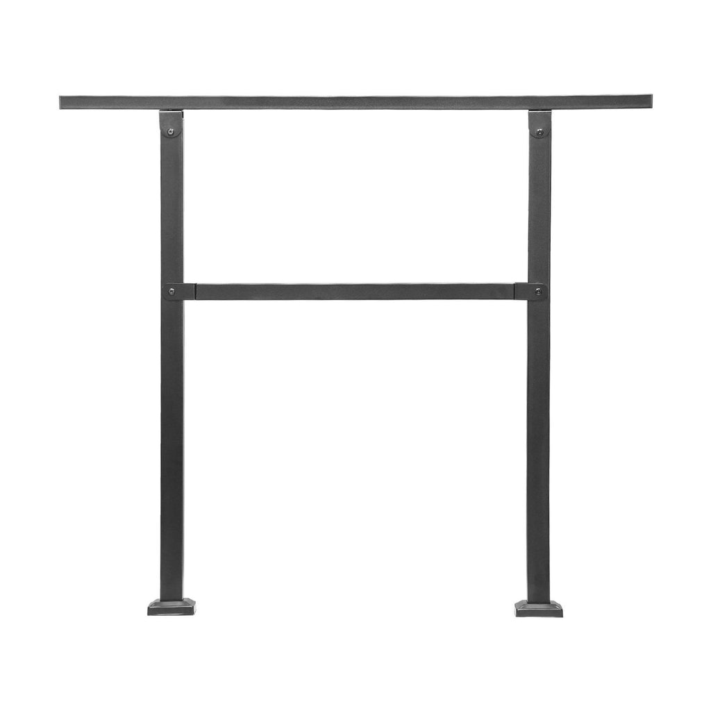 Outdoor Stair Handrail 2-3 Step with Horizontal Bar – Black