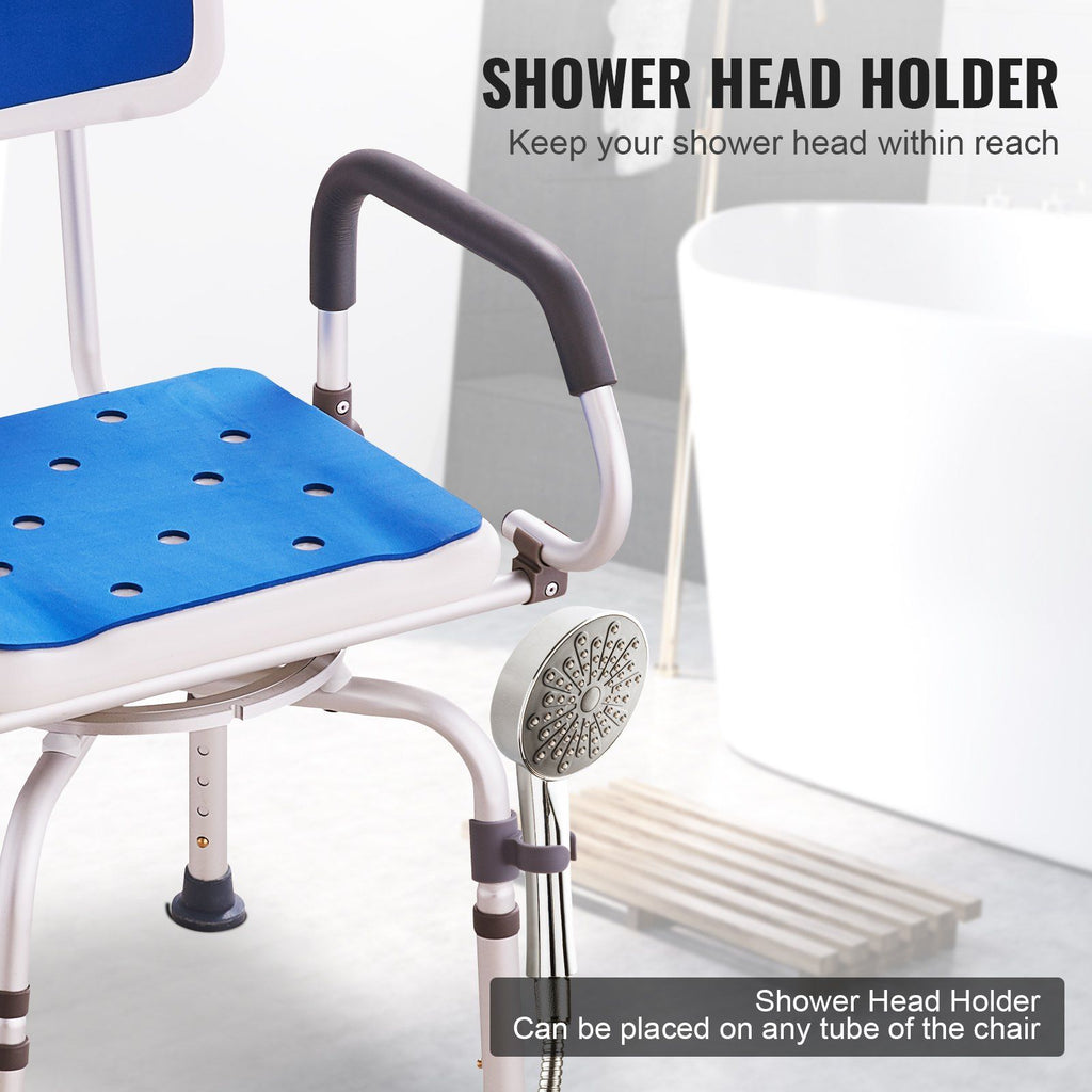 VEVOR 360° Swivel Shower Chair with Pivoting Arms – 400lbs