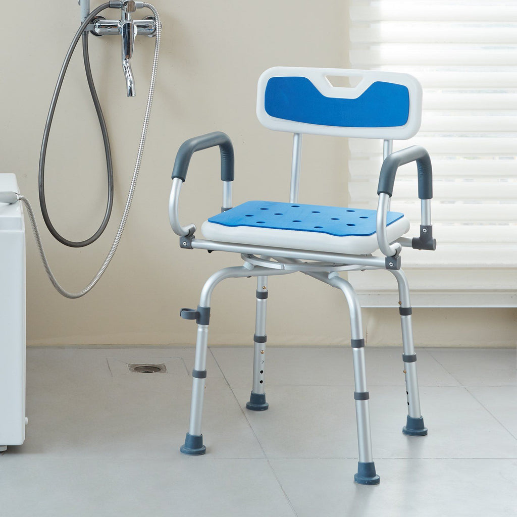 VEVOR 360° Swivel Shower Chair with Pivoting Arms – 400lbs