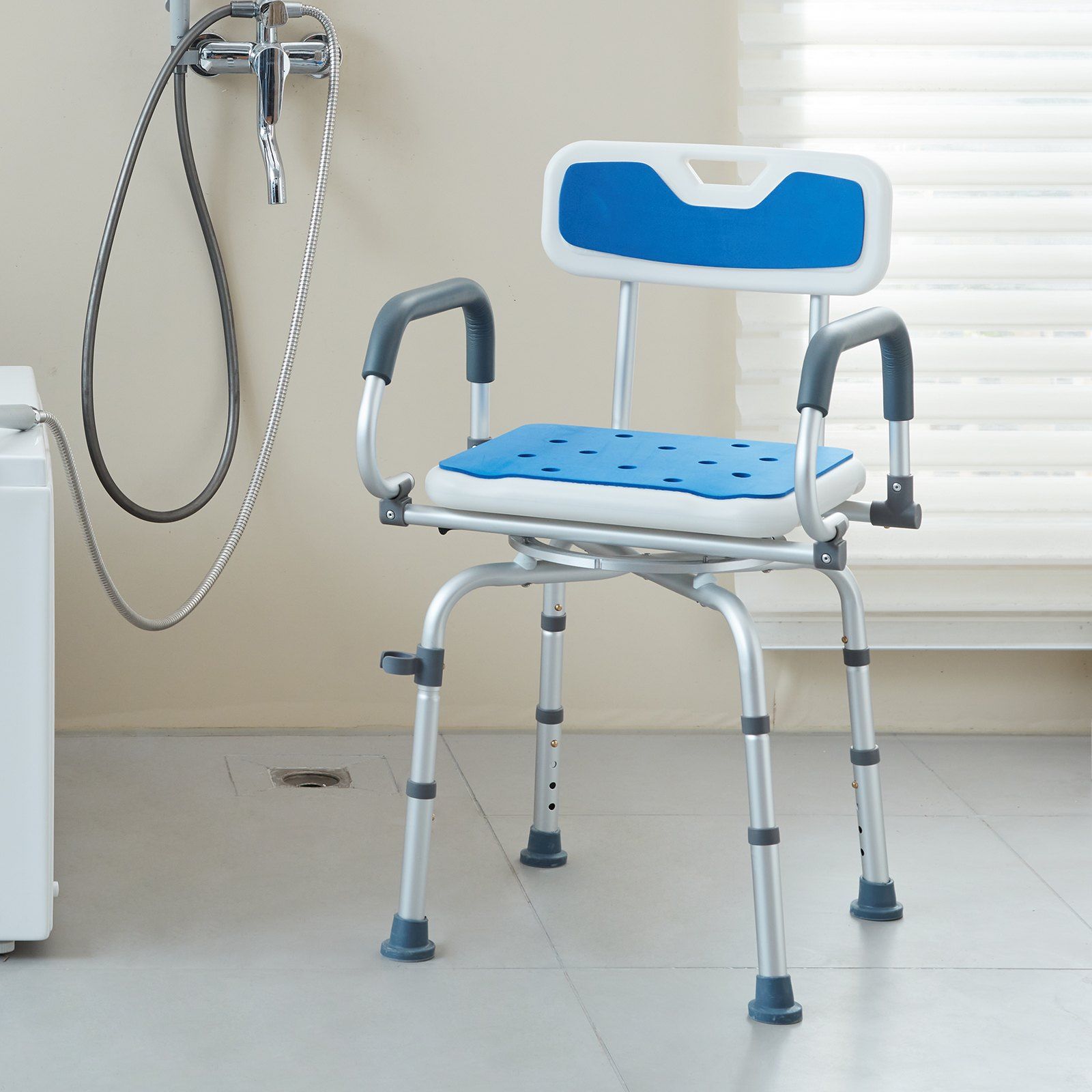 VEVOR 360° Swivel Shower Chair with Pivoting Arms – 400lbs