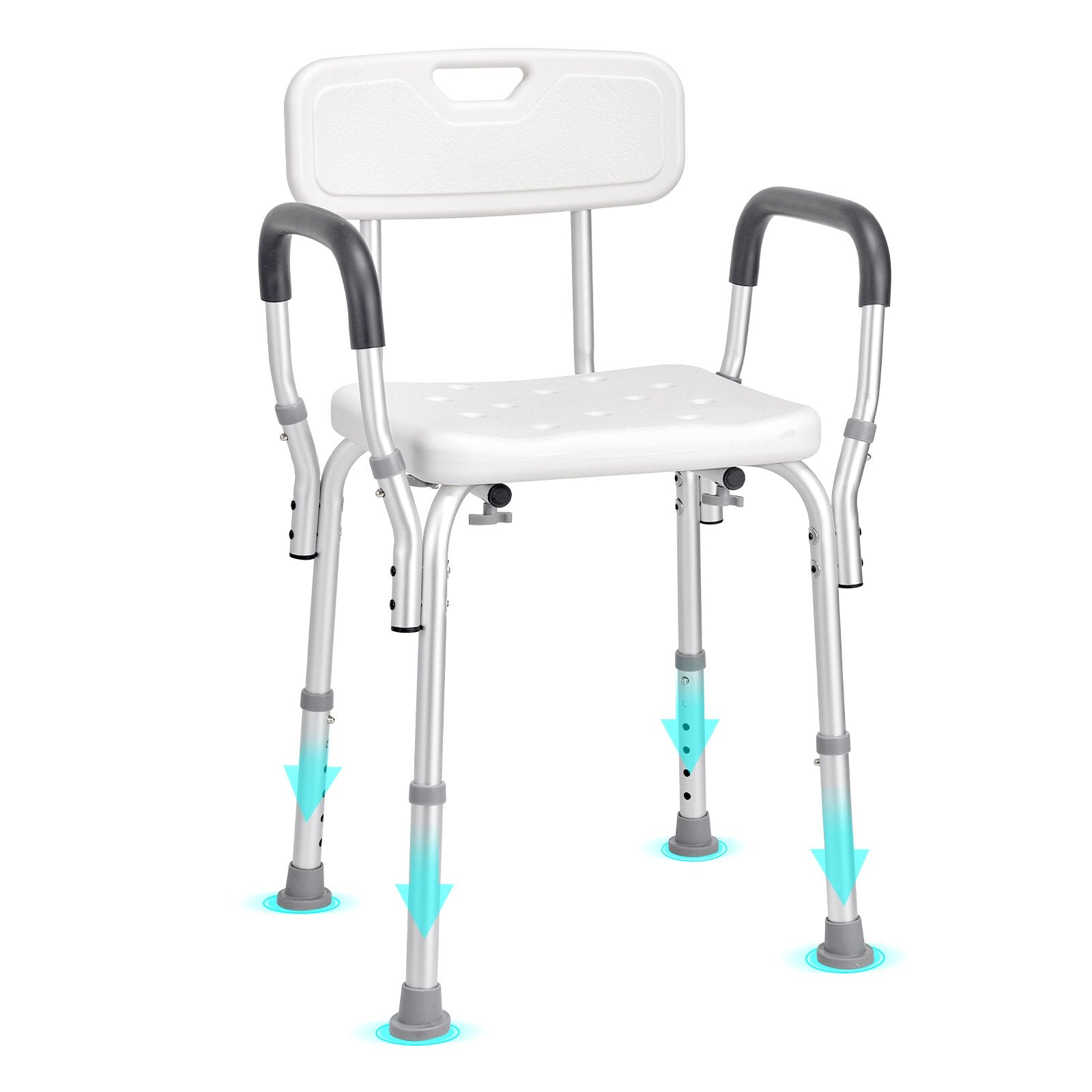 Adjustable Shower Chair with Back & Arms – 158.8kg Capacity