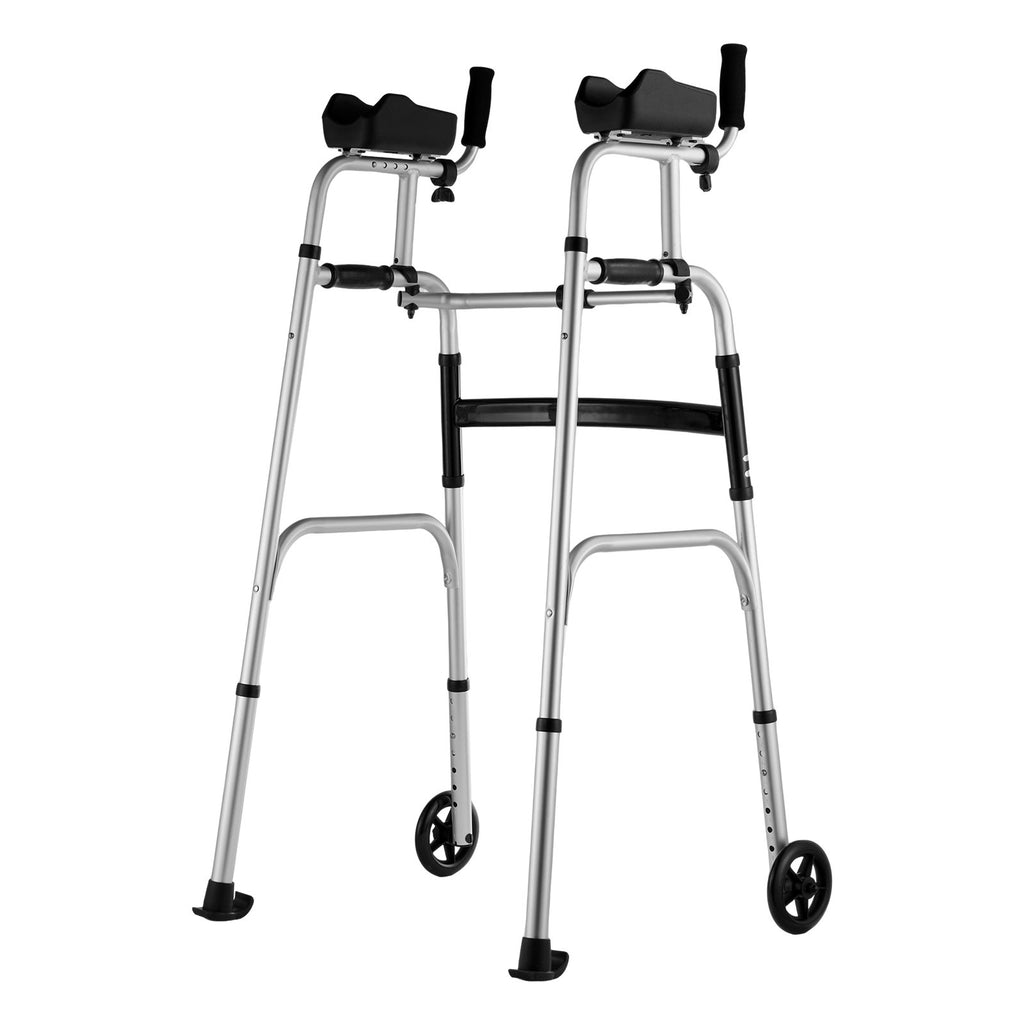 VEVOR 2-in-1 Foldable Walker with Wheels & Armrests – 450lbs Capacity