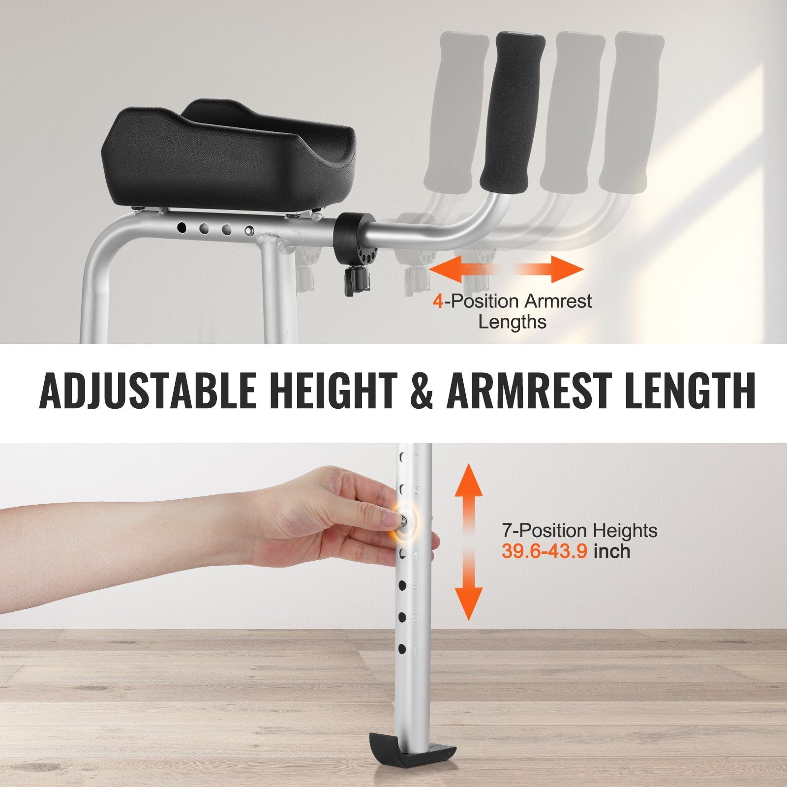 VEVOR 2-in-1 Foldable Walker with Wheels & Armrests – 450lbs Capacity