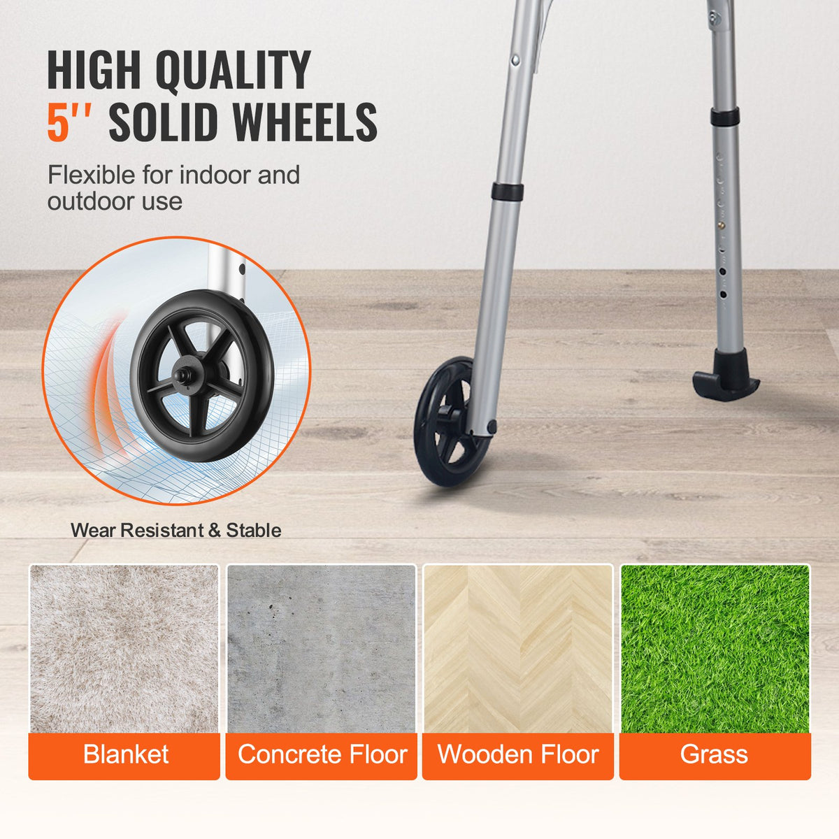 VEVOR 2-in-1 Foldable Walker with Wheels & Armrests – 450lbs Capacity