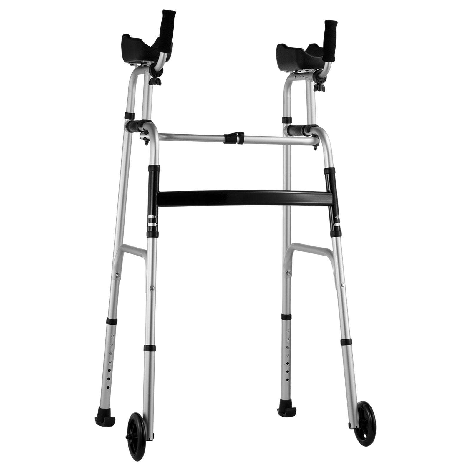 VEVOR 2-in-1 Foldable Walker with Wheels & Armrests – 450lbs Capacity