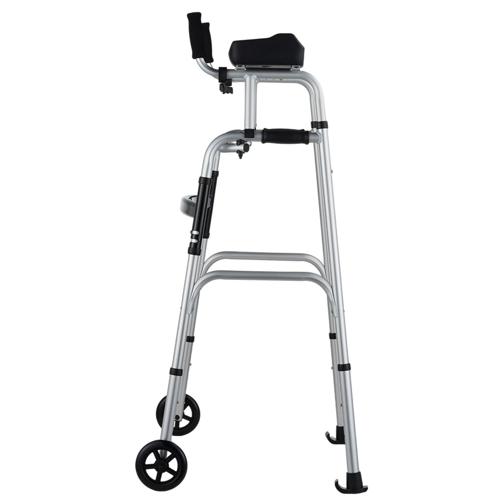 VEVOR 2-in-1 Foldable Walker with Wheels & Armrests – 450lbs Capacity