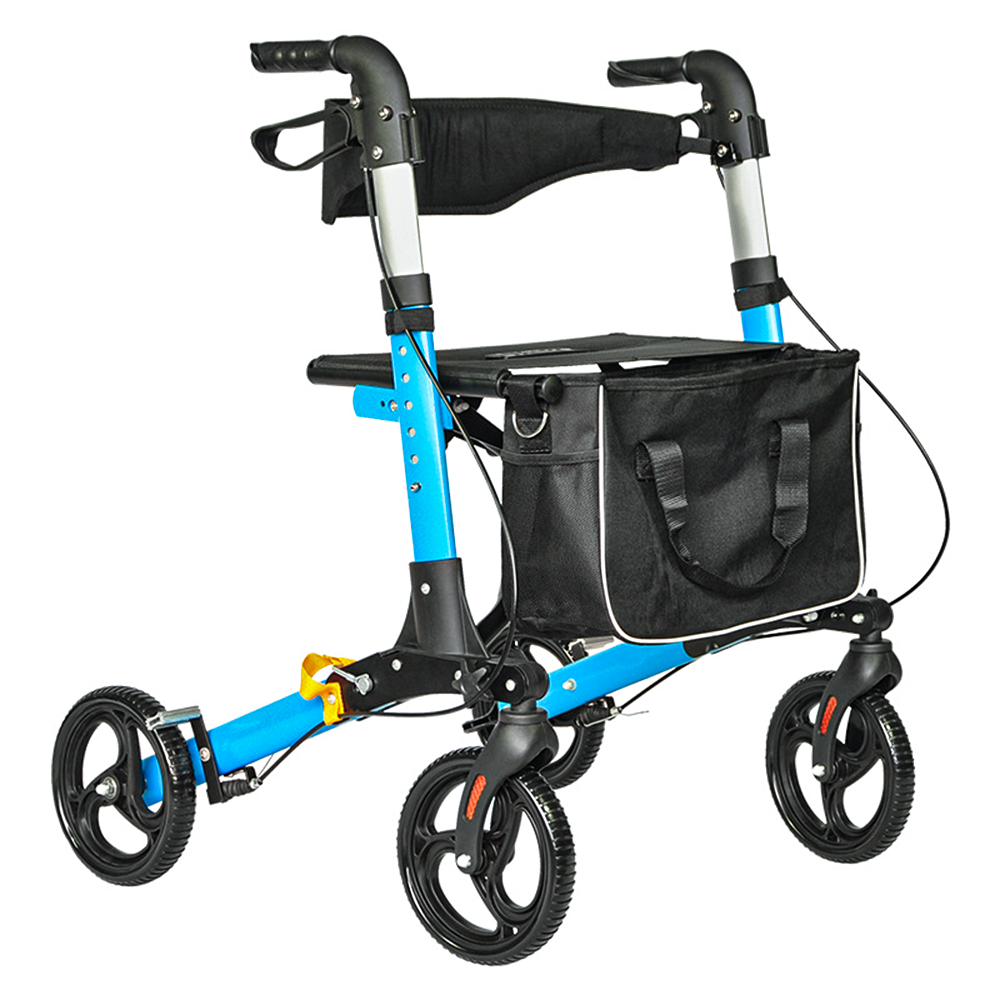 Alston 2-in-1 Foldable Rollator Walker & Seat – 136kg, Blue