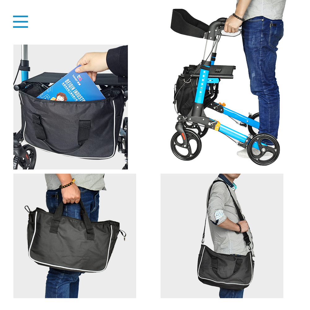 Alston 2-in-1 Foldable Rollator Walker & Seat – 136kg, Blue