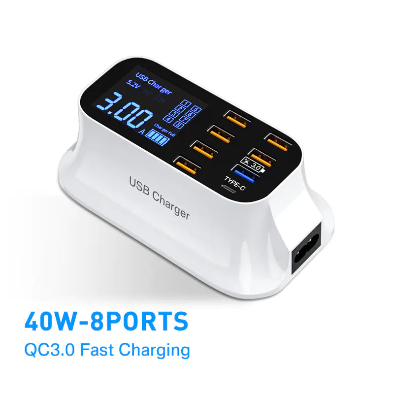 8/4-Port LED Display USB Charger